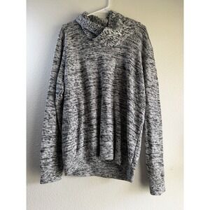 Express Popover Shawl Collar Sweater Women sz L Preppy Gray‎ Long Sleeve